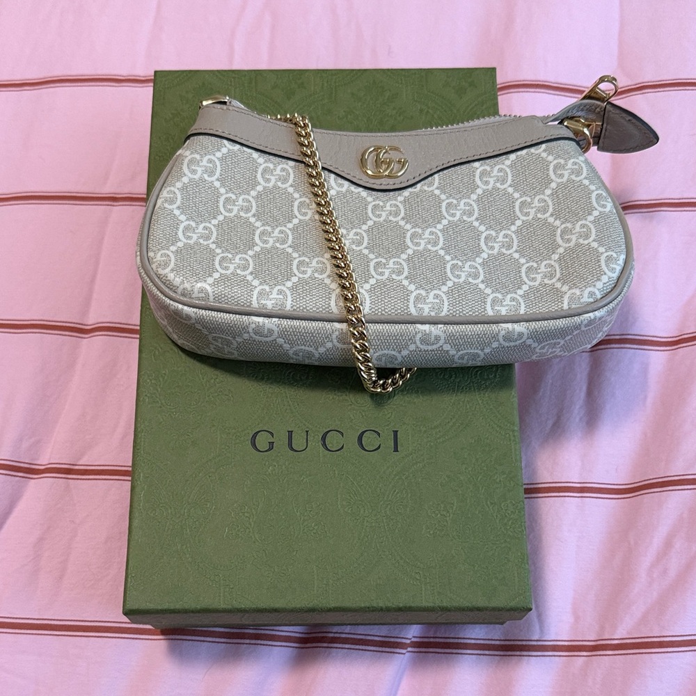 Gucci Silver Monogram Clutch